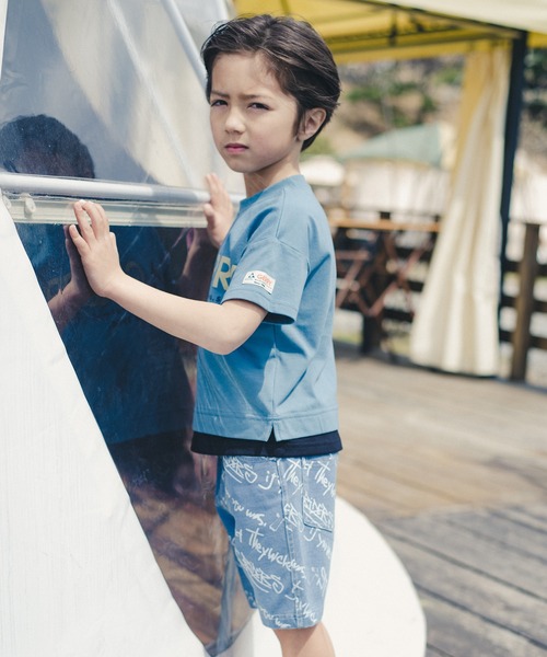 RADCHAP（ラッドチャップ）の「インディゴカットソー斜めロゴハーフパンツ（その他パンツ・キッズ・サックスブルー/ブルー・90cm/110cm/100cm/120cm/130cm/140cm/150cm）」の7枚目の写真
