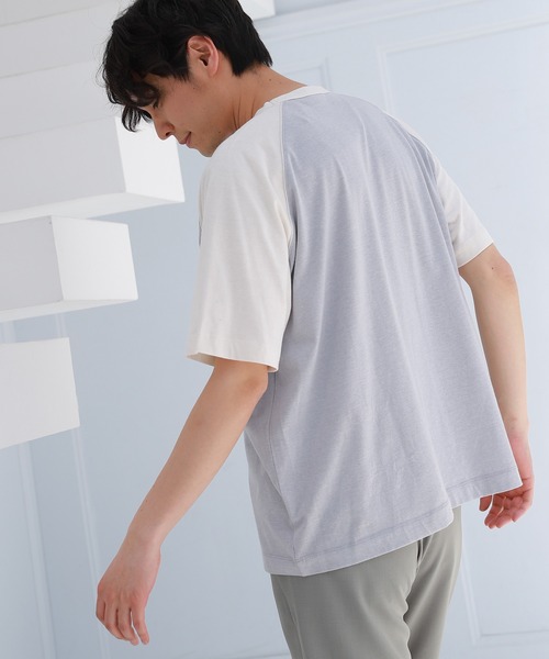 LAKOLE（ラコレ）の「TCRラグラン配色Tシャツ / 949096（Tシャツ/カットソー・メンズ・ライトブルー/グレー/桜・MEDIUM/LARGE）」の3枚目の写真