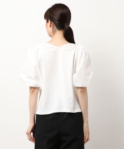 Mysa&Liina(ミーサリーナ)の「異素材切替袖ボリュームトップス(Tシャツ/カットソー・レディース・ブラック/オフホワイト・M)」の8枚目の写真