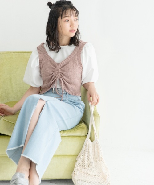 Mysa&Liina(ミーサリーナ)の「異素材切替袖ボリュームトップス(Tシャツ/カットソー・レディース・ブラック/オフホワイト・M)」の15枚目の写真