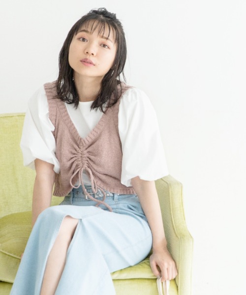 Mysa&Liina(ミーサリーナ)の「異素材切替袖ボリュームトップス(Tシャツ/カットソー・レディース・ブラック/オフホワイト・M)」の17枚目の写真