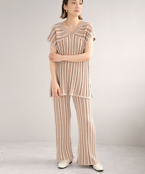 ＡＮＤＪ（アンドジェイ）の「2WAYストライプ柄綿混ニットチュニック（ニット/セーター・レディース・ライトブラウン/ブルー系その他・M）」の21枚目の写真