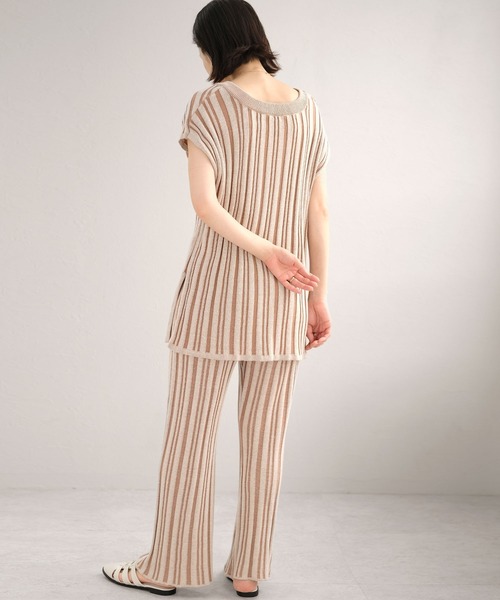 ＡＮＤＪ（アンドジェイ）の「2WAYストライプ柄綿混ニットチュニック（ニット/セーター・レディース・ライトブラウン/ブルー系その他・M）」の6枚目の写真