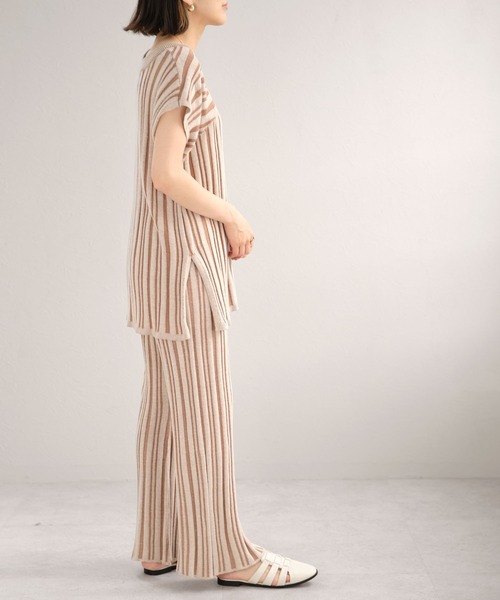 ＡＮＤＪ（アンドジェイ）の「2WAYストライプ柄綿混ニットチュニック（ニット/セーター・レディース・ライトブラウン/ブルー系その他・M）」の3枚目の写真