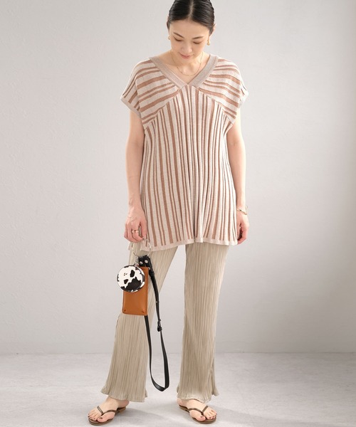 ＡＮＤＪ（アンドジェイ）の「2WAYストライプ柄綿混ニットチュニック（ニット/セーター・レディース・ライトブラウン/ブルー系その他・M）」の18枚目の写真