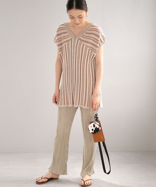 ＡＮＤＪ（アンドジェイ）の「2WAYストライプ柄綿混ニットチュニック（ニット/セーター・レディース・ライトブラウン/ブルー系その他・M）」の13枚目の写真