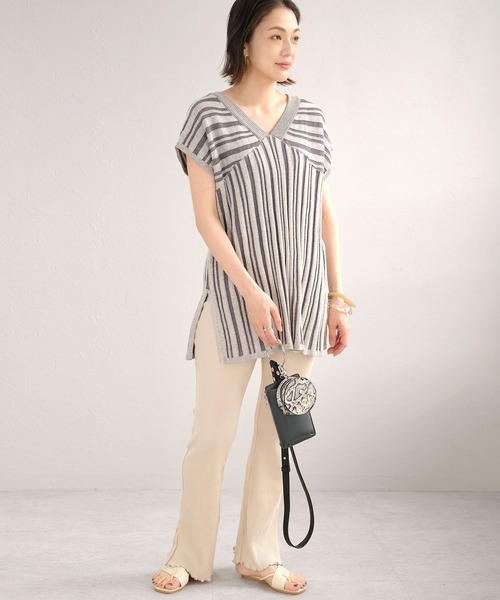 ＡＮＤＪ（アンドジェイ）の「2WAYストライプ柄綿混ニットチュニック（ニット/セーター・レディース・ライトブラウン/ブルー系その他・M）」の16枚目の写真