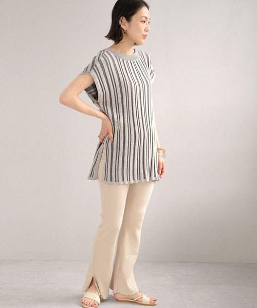 ＡＮＤＪ（アンドジェイ）の「2WAYストライプ柄綿混ニットチュニック（ニット/セーター・レディース・ライトブラウン/ブルー系その他・M）」の7枚目の写真