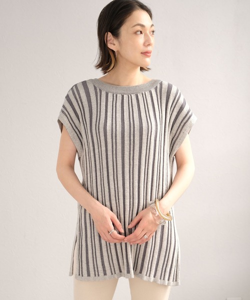 ＡＮＤＪ（アンドジェイ）の「2WAYストライプ柄綿混ニットチュニック（ニット/セーター・レディース・ライトブラウン/ブルー系その他・M）」の19枚目の写真