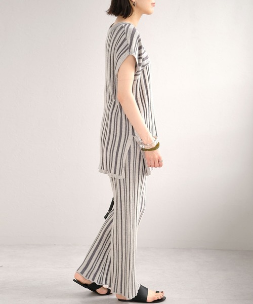 ＡＮＤＪ（アンドジェイ）の「2WAYストライプ柄綿混ニットチュニック（ニット/セーター・レディース・ライトブラウン/ブルー系その他・M）」の14枚目の写真