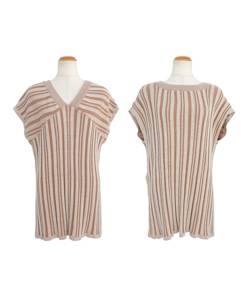 ＡＮＤＪ（アンドジェイ）の「2WAYストライプ柄綿混ニットチュニック（ニット/セーター・レディース・ライトブラウン/ブルー系その他・M）」の20枚目の写真