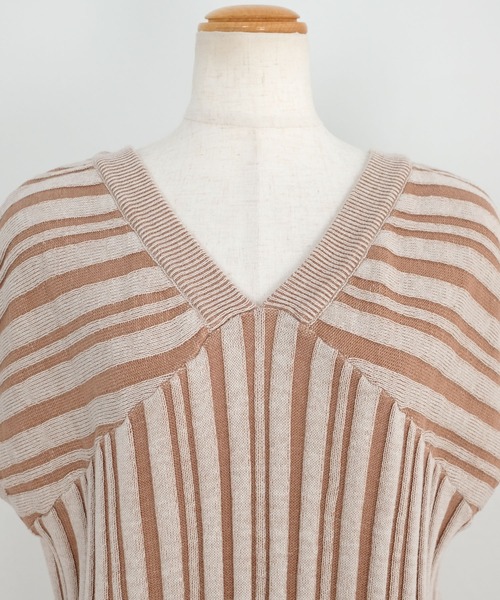 ＡＮＤＪ（アンドジェイ）の「2WAYストライプ柄綿混ニットチュニック（ニット/セーター・レディース・ライトブラウン/ブルー系その他・M）」の12枚目の写真