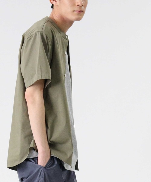 PLUS ONE（プラスワン）の「【PLUS ONE】半袖カットバンドカラーシャツ（シャツ/ブラウス・メンズ・ライトグレー/オリーブ/ブラック・XL/M/L）」の19枚目の写真