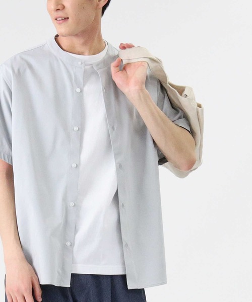 PLUS ONE（プラスワン）の「【PLUS ONE】半袖カットバンドカラーシャツ（シャツ/ブラウス・メンズ・ライトグレー/オリーブ/ブラック・XL/M/L）」の12枚目の写真