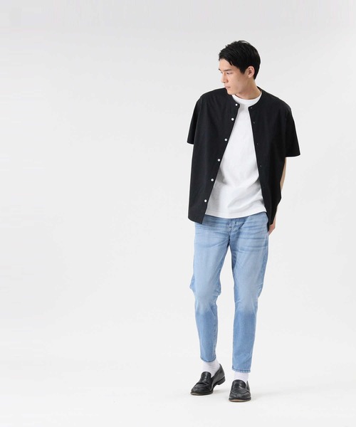 PLUS ONE（プラスワン）の「【PLUS ONE】半袖カットバンドカラーシャツ（シャツ/ブラウス・メンズ・ライトグレー/オリーブ/ブラック・XL/M/L）」の7枚目の写真