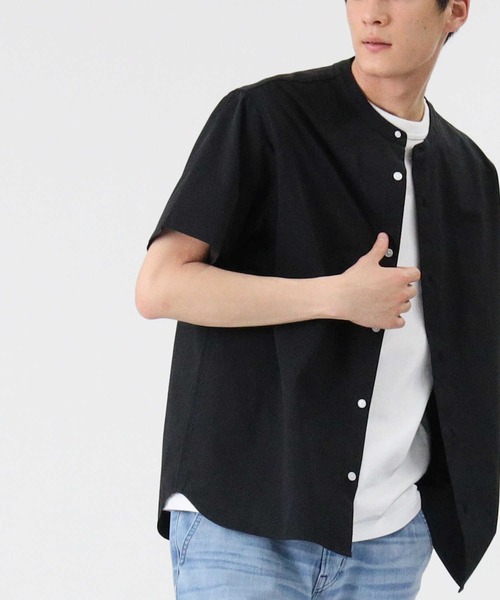 PLUS ONE（プラスワン）の「【PLUS ONE】半袖カットバンドカラーシャツ（シャツ/ブラウス・メンズ・ライトグレー/オリーブ/ブラック・XL/M/L）」の8枚目の写真