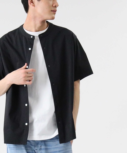 PLUS ONE（プラスワン）の「【PLUS ONE】半袖カットバンドカラーシャツ（シャツ/ブラウス・メンズ・ライトグレー/オリーブ/ブラック・XL/M/L）」の9枚目の写真