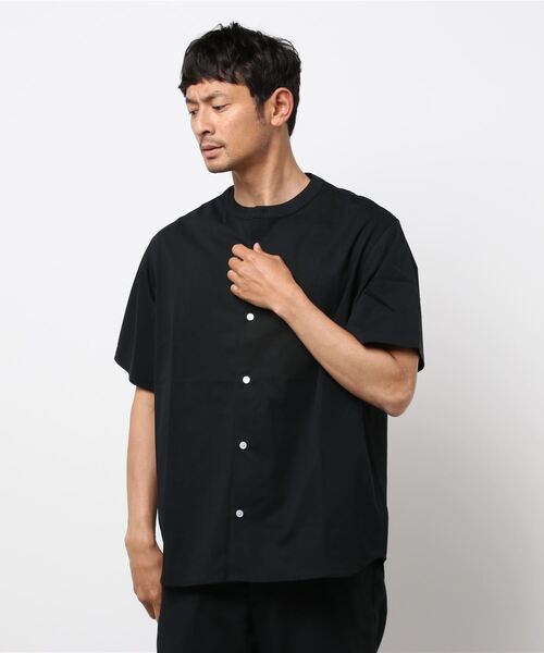 PLUS ONE（プラスワン）の「【PLUS ONE】半袖カットバンドカラーシャツ（シャツ/ブラウス・メンズ・ライトグレー/オリーブ/ブラック・XL/M/L）」の10枚目の写真