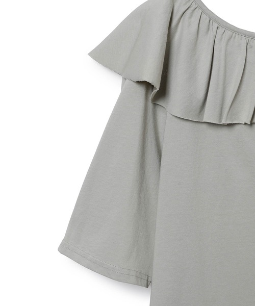 MADEMOISELLE ROPE'(マドモアゼル ロペ)の「<春まで使える>【前後2WAY】フリルネックカットソー(Tシャツ/カットソー・レディース・ホワイト/ライトグリーン/スミクロ・38)」の6枚目の写真