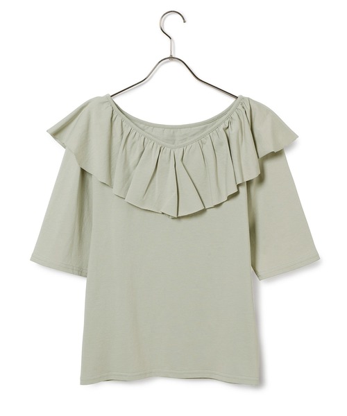 MADEMOISELLE ROPE'(マドモアゼル ロペ)の「<春まで使える>【前後2WAY】フリルネックカットソー(Tシャツ/カットソー・レディース・ホワイト/ライトグリーン/スミクロ・38)」の22枚目の写真