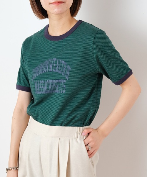 CIAOPANIC TYPY(チャオパニックティピー)の「ミリボーダープリントTee(Tシャツ/カットソー・レディース・グリーン/オレンジ/ブラック・ONE SIZE)」の10枚目の写真