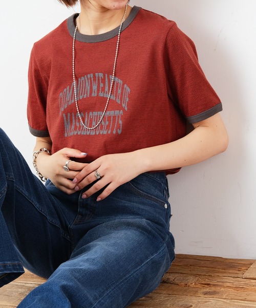 CIAOPANIC TYPY(チャオパニックティピー)の「ミリボーダープリントTee(Tシャツ/カットソー・レディース・グリーン/オレンジ/ブラック・ONE SIZE)」の17枚目の写真