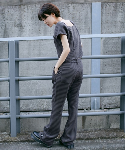 X-girl（エックスガール）の「STRIPED FLARE PANTS（その他パンツ・レディース・ブラウン/グレー・S/M/XS）」の4枚目の写真