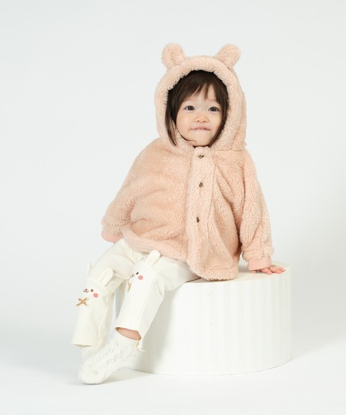 kids zoo(キッズズー)の「両面シープボア動物マント(ポンチョ・キッズ・ホワイト/ブラウン/ピンク/ブルー・S)」の13枚目の写真