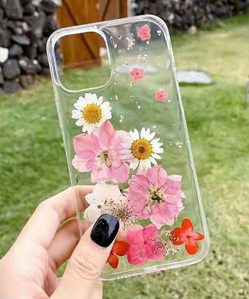 セール】iPhoneケース クリアケース ドライフラワー（スマホケース