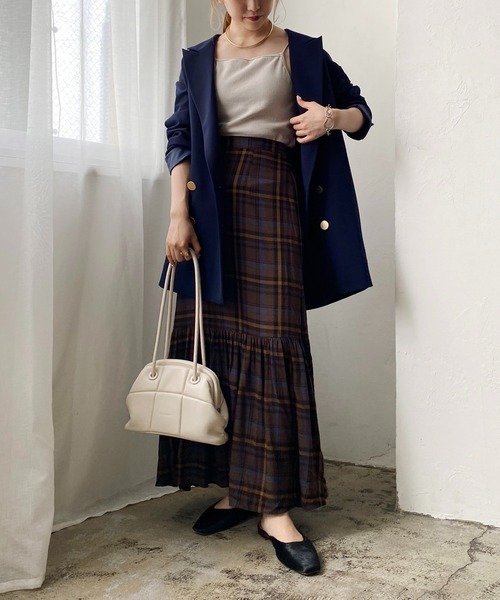 CAPRICIEUX LE'MAGE（カプリシューレマージュ）の「チェックギャザーマーメイドスカート（スカート・レディース・ブラウン/ベージュ・FREE）」の20枚目の写真