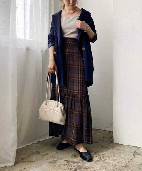 CAPRICIEUX LE'MAGE（カプリシューレマージュ）の「チェックギャザーマーメイドスカート（スカート・レディース・ブラウン/ベージュ・FREE）」の21枚目の写真