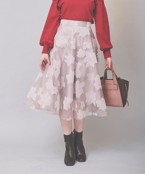 31 Sons de mode（トランテアン　ソン　ドゥ　モード）の「フロッキー花柄フレアスカート（スカート・レディース・サックスブルー/ベージュ・36/38）」の2枚目の写真