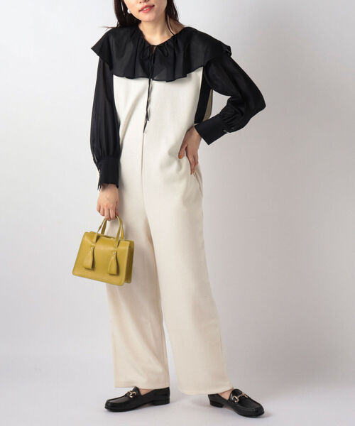 NOLLEY’S（ノーリーズ）の「◇【WEB限定】ブークレーウォッシャブルサロペット（サロペット/オーバーオール・レディース・ブラック/ブラウン/オフホワイト・38）」の17枚目の写真