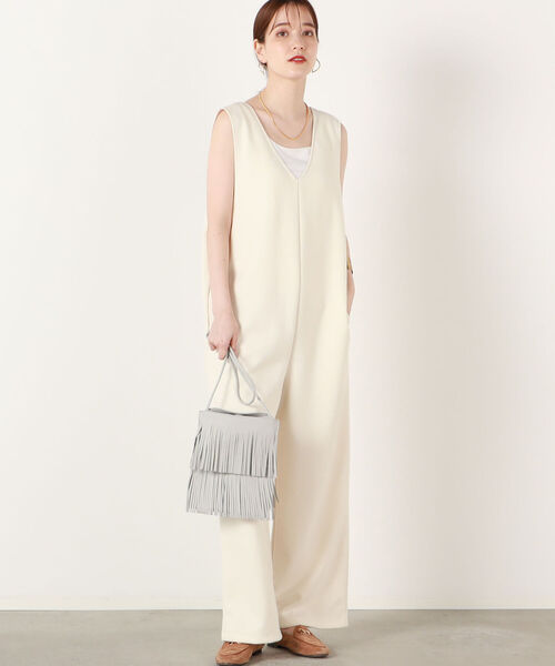 NOLLEY’S（ノーリーズ）の「◇【WEB限定】ブークレーウォッシャブルサロペット（サロペット/オーバーオール・レディース・ブラック/ブラウン/オフホワイト・38）」の5枚目の写真