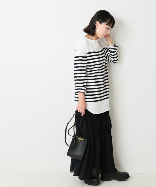 journal standard L'essage（ジャーナルスタンダードレサージュ）の「16/2ボーダープルオーバー◆（Tシャツ/カットソー・レディース・ホワイト/ブラック・FREE）」の4枚目の写真