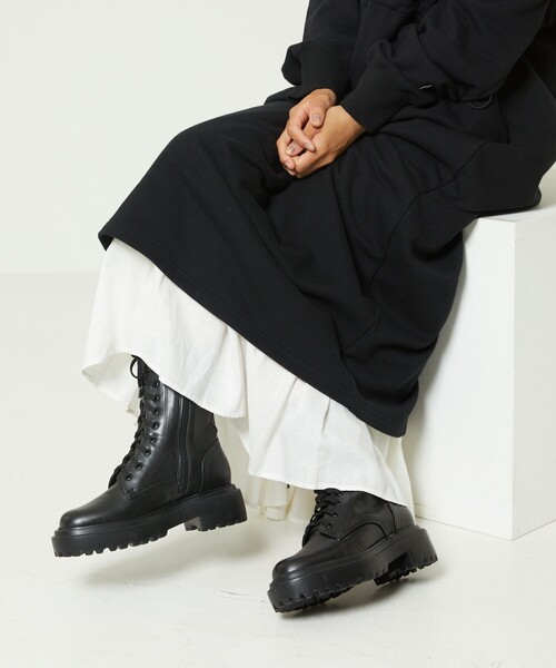 FREAK'S STORE（フリークスストア）の「eblouna/エブロ―ナ レースアッププラットフォームブーツ(トラックソールブーツ)（ブーツ・レディース・ブラック・38/37/36）」の5枚目の写真