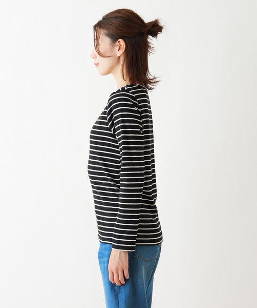 SHOO・LA・RUE（シューラルー）の「◆リブクルーネックジャージ（Tシャツ/カットソー・レディース・ブラック/アイボリー/ブラック系2/キャメル・02/03/04/05）」の6枚目の写真