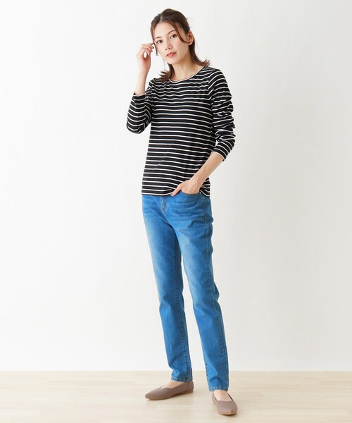 SHOO・LA・RUE（シューラルー）の「◆リブクルーネックジャージ（Tシャツ/カットソー・レディース・ブラック/アイボリー/ブラック系2/キャメル・02/03/04/05）」の11枚目の写真