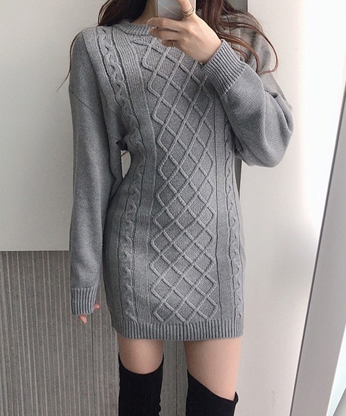 a lot of love（ア ロット オブ ラブ）の「バックオープン　ドロップショルダー　ミニ丈ワンピース　ama（ワンピース・レディース・オフホワイト/ブラック/グレー・FREE）」の9枚目の写真