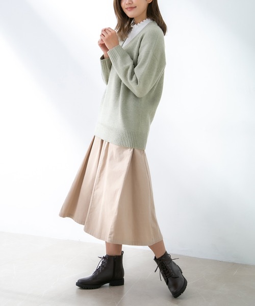 Honeys（ハニーズ）の「Ｖネックトップス（ニット/セーター・レディース・グリーン系その他/ブラウン系その他/杢グレー/ベージュ系その他/スミクロ・LL/M/L）」の22枚目の写真