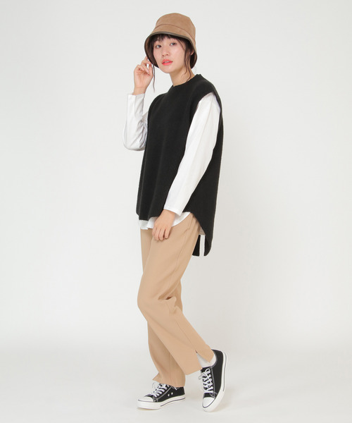 LBC(エルビーシー)の「cafeウールバックスリットベスト(ニット/セーター・レディース・ブラック/ベージュ/グレー・M)」の9枚目の写真