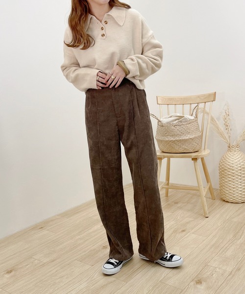 apres jour clair(アプレジュールクレア)の「【apres jour clair】ショートポロニット(ニット/セーター・レディース・モカ/アイボリー・フリー)」の14枚目の写真