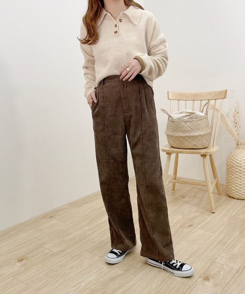 apres jour clair(アプレジュールクレア)の「【apres jour clair】ショートポロニット(ニット/セーター・レディース・モカ/アイボリー・フリー)」の16枚目の写真