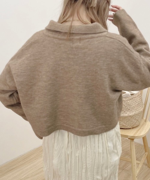 apres jour clair(アプレジュールクレア)の「【apres jour clair】ショートポロニット(ニット/セーター・レディース・モカ/アイボリー・フリー)」の20枚目の写真