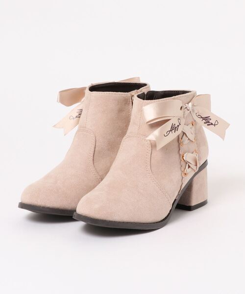 algy(アルジー)の「ALGY アルジー キッズ サイドリボンヒールブーツ 5317(ブーツ・キッズ・ベージュ/ブラック・21.0cm/23.0cm/20.0cm/24.0cm/22.0cm)」の2枚目の写真