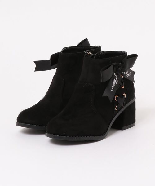 algy(アルジー)の「ALGY アルジー キッズ サイドリボンヒールブーツ 5317(ブーツ・キッズ・ベージュ/ブラック・21.0cm/23.0cm/20.0cm/24.0cm/22.0cm)」の1枚目の写真