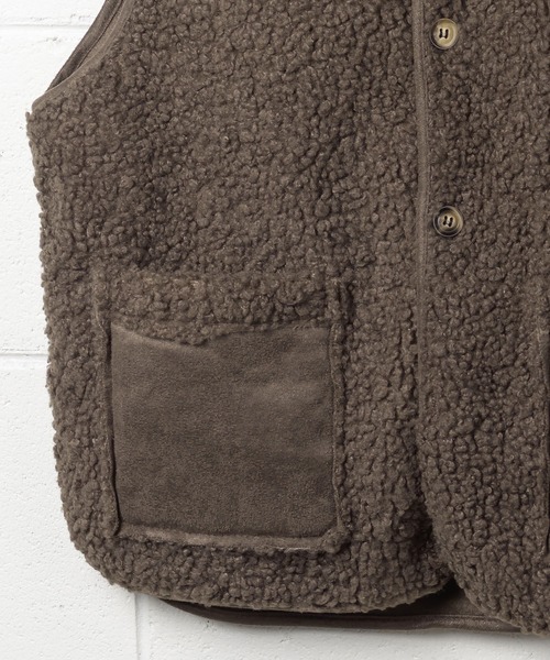 me+em select（ミームセレクト）の「※エコムートンボアベスト（ベスト・レディース・ダークグレー/ブラウン/モカ/アイボリー・FREE）」の9枚目の写真