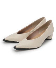◆デザイントゥ円柱ヒールパンプス