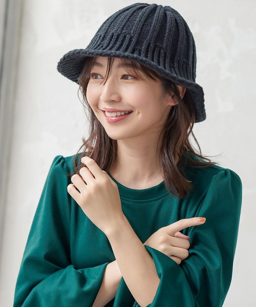 KOBE LETTUCE(コウベレタス)の「ニットチューリップハット(ハット・レディース・アイボリー/ブラック・FREE)」の8枚目の写真