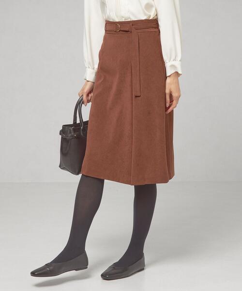 ＜closet story＞サイドタック ベルト付き スカート -ウォッシャブル-